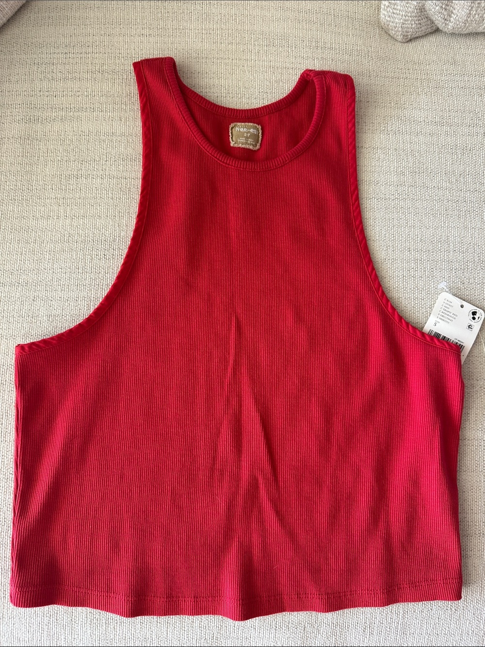 NWT Free-est Red Ribbed Cropped Tank Top